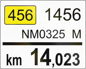 Slovenian road sign - Road distance marker