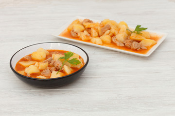 Hearty beef stew simmering