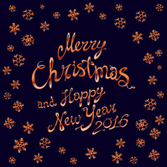Fototapeta na wymiar Merry Christmas gold glittering lettering design. Vector illustration EPS 10