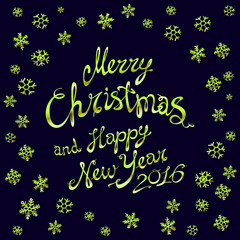 Fototapeta na wymiar Merry Christmas gold glittering lettering design. Vector illustration EPS 10
