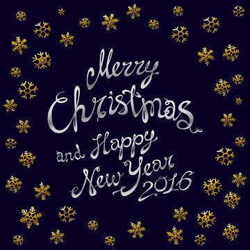 golden glowing Merry Christmas gold glittering lettering design. Vector illustration EPS 10