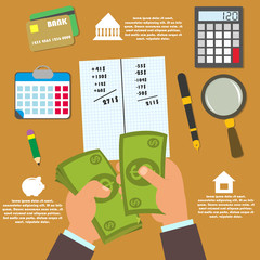 vector concept in flat style - track your income and expense. budgeting. infographic.