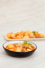 Hearty beef stew simmering