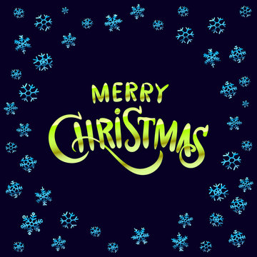 Merry Christmas green glittering lettering design. Vector illustration EPS 10