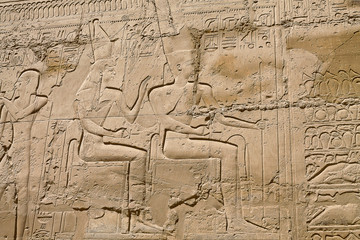 fragment of ancient Egyptian relief in Karnak Temple