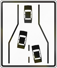 Slovenian road sign - Merge using the zipper rule © jojoo64