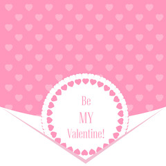 Vector illustration. Banner for design poster, card or invite Valentine's Day with hearts and title on pink background