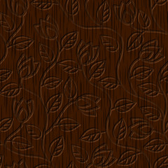 seamless abstract wood carved floral ornament