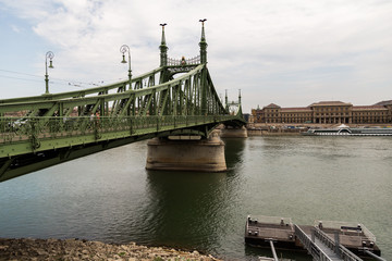 Fototapeta premium panoramic view of one of Danube bridge
