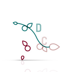 Abstract geometric linear hipster floral icon, frame design, flat style