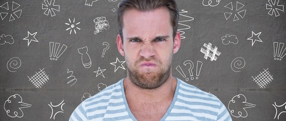 Composite image of angry man