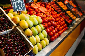 Agricultural products of local farmers in the grocery market