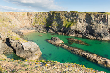 English coast clear turquoise blue sea Fox Cove Cornwall between Treyarnon and Porthcothan