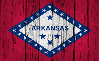 Arkansas State Flag Grunge Wooden Background