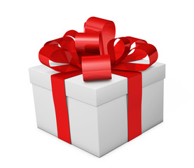 Christmas Gift Box Red Ribbon And Bow