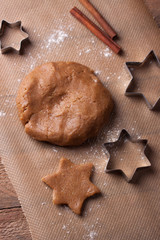 Ginger and cinnamon cookies ready to bake. selective focus