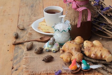 Ginger tea with lemon and honey delicious.