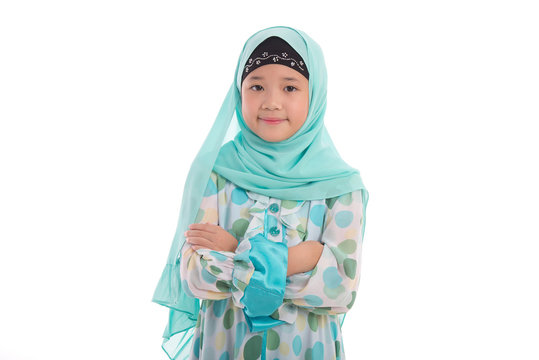 Portrait of asian muslim girl standing