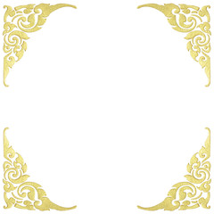 Pattern of wood frame carve flower on white background