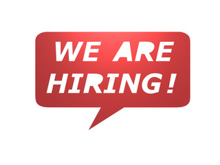 we are hiring with speech bubble on white background