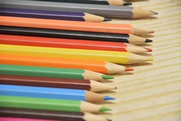 Colored pencils in line