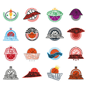 Basketball text badges variations