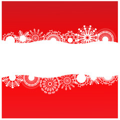 Red background with white snowflakes