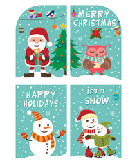 Obraz na płótnie Canvas Vintage Christmas poster design with Santa Claus