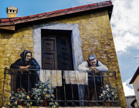 Fototapeta FONNI, ITALY - December 2015: Murals wall painting in Fonni, Sardinia, Italy