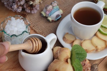 Ginger tea with lemon and honey delicious.