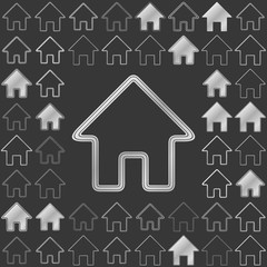 Silver metallic home icon design set