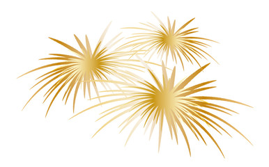 Neujahr - Feuerwerk zu Silvester mit goldenen Fontainen, happy new year
