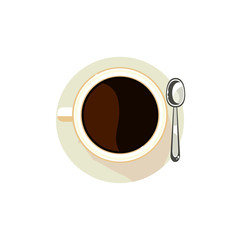 Black Coffee in a Cup. Vector Illustration