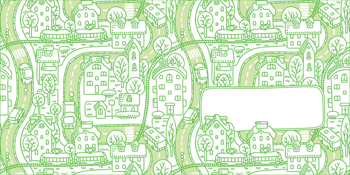 City pattern greeting card with a window for text
