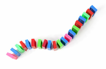 colorful domino bricks in a row