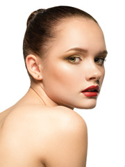 Fototapeta premium Beauty Girl. Portrait of Beautiful Young Woman with perfect make