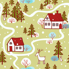 Naklejka premium Seamless pattern with New Year.