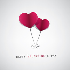 Fototapeta na wymiar Valentine's Day Card Design Template With Heart Shaped Balloons