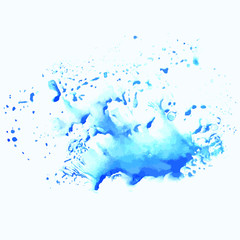 Watercolor blue water splash