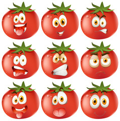 Fresh tomato with facial expressions