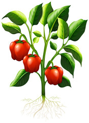 Red capsicum on the branch