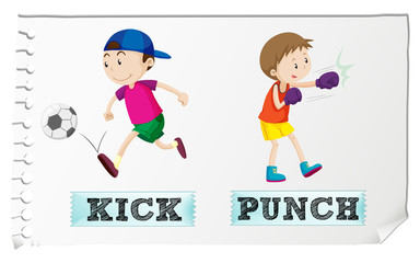 Boy kicking and punching