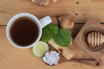Ginger tea with lemon and honey delicious.