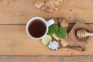 Ginger tea with lemon and honey delicious.