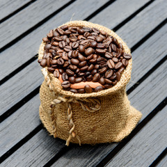 Coffee Beans in a Bag on table
