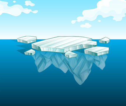Thin iceberg on water