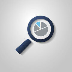 Business Analysis Symbol with Magnifying Glass Icon and Pie Chart.