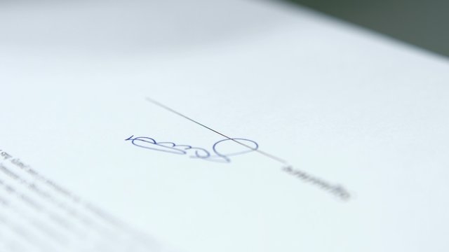 Signature of the contract.