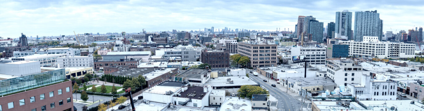 QUEENS, NEW YORK - OCTOBER 24, 2015: Panoramic view of Queens bu