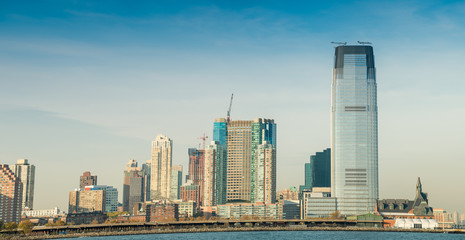 Fototapeta na wymiar Jersey City skyline on a sunny day
